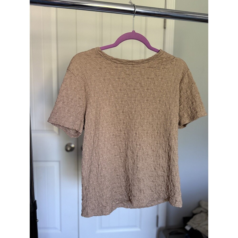 Simply Vera Wang Women’s XL Tan Textured Short Sleeve Top Lightweight Blouse